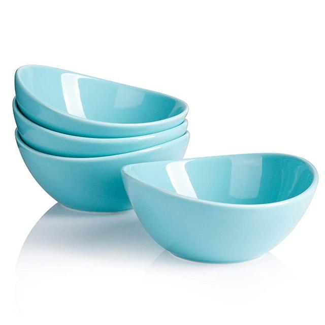 Sweese 101.402 Porcelain Bowls - 10 Ounce for Ice Cream Dessert, Small Side Dishes - Set of 4, Turquoise