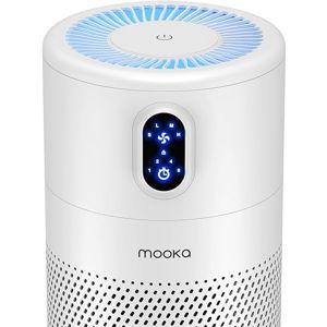 MOOKA Air Purifiers for Home Large Room up to 1076ft², H13 True HEPA Air Filter Cleaner, Odor Eliminator, Remove Smoke Dust Pollen Pet Dander, Night Light, B-D02L White