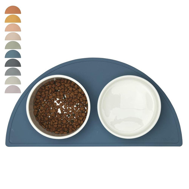 Should We Go? - Waterproof Silicone Pet Food Mat - Non-Slip, Spill-Proof Dog Feeding Mats for Floors, Raised Edge Design, Easy-to-Clean, Durable Flexible Rubber Mat for Dog & Cat Bowls
