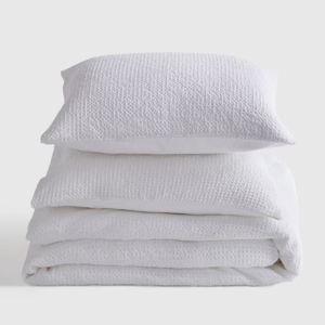 White, Queen - Organic Luxe Waffle Duvet Cover Set