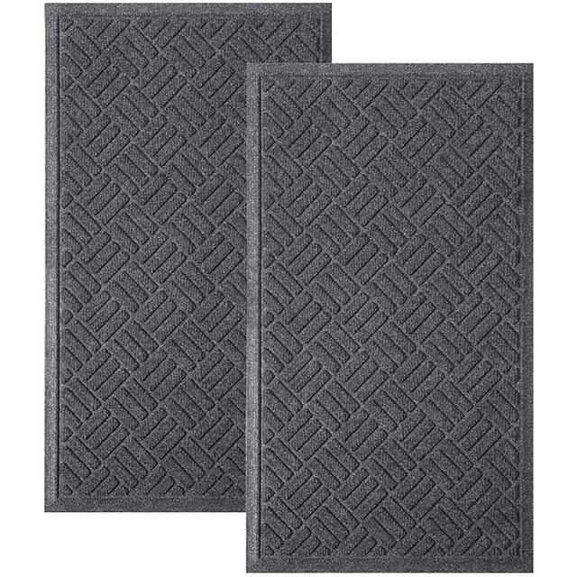 MATALL Front Door Mat 2 Pack Indoor and Outdoor Welcome Mat, Absorbent and Drain Away Water Heavy Duty Entryway Doormat for Front Back Doors, Laundry Rooms, Mudrooms, The Garage and More, 29.5x17.5IN