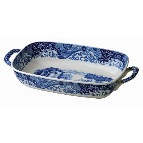 Spode 783931408892 Italian Handled Serving Dish, 11.5 x 8, Blue, White