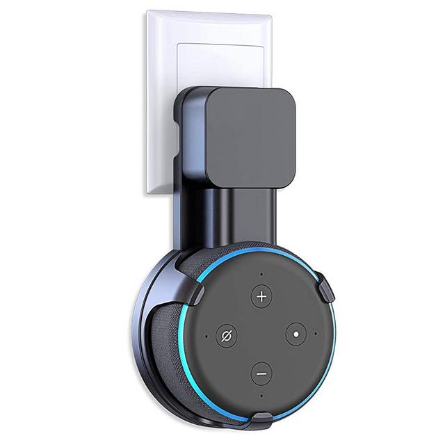 Matone Outlet Wall Mount Holder for Dot 3rd Generation & Mi AI, A Space-Saving Solution for Your Smart Home Speakers, Clever Dot Accessories with Cord Arrangement Hide Messy Wires - Black