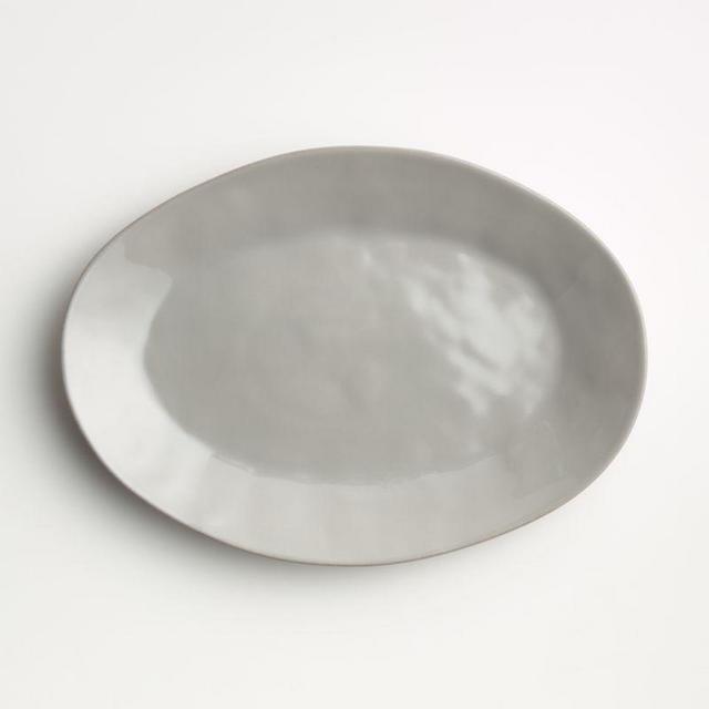 Crate & Barrel Marin Grey Large Oval Platter