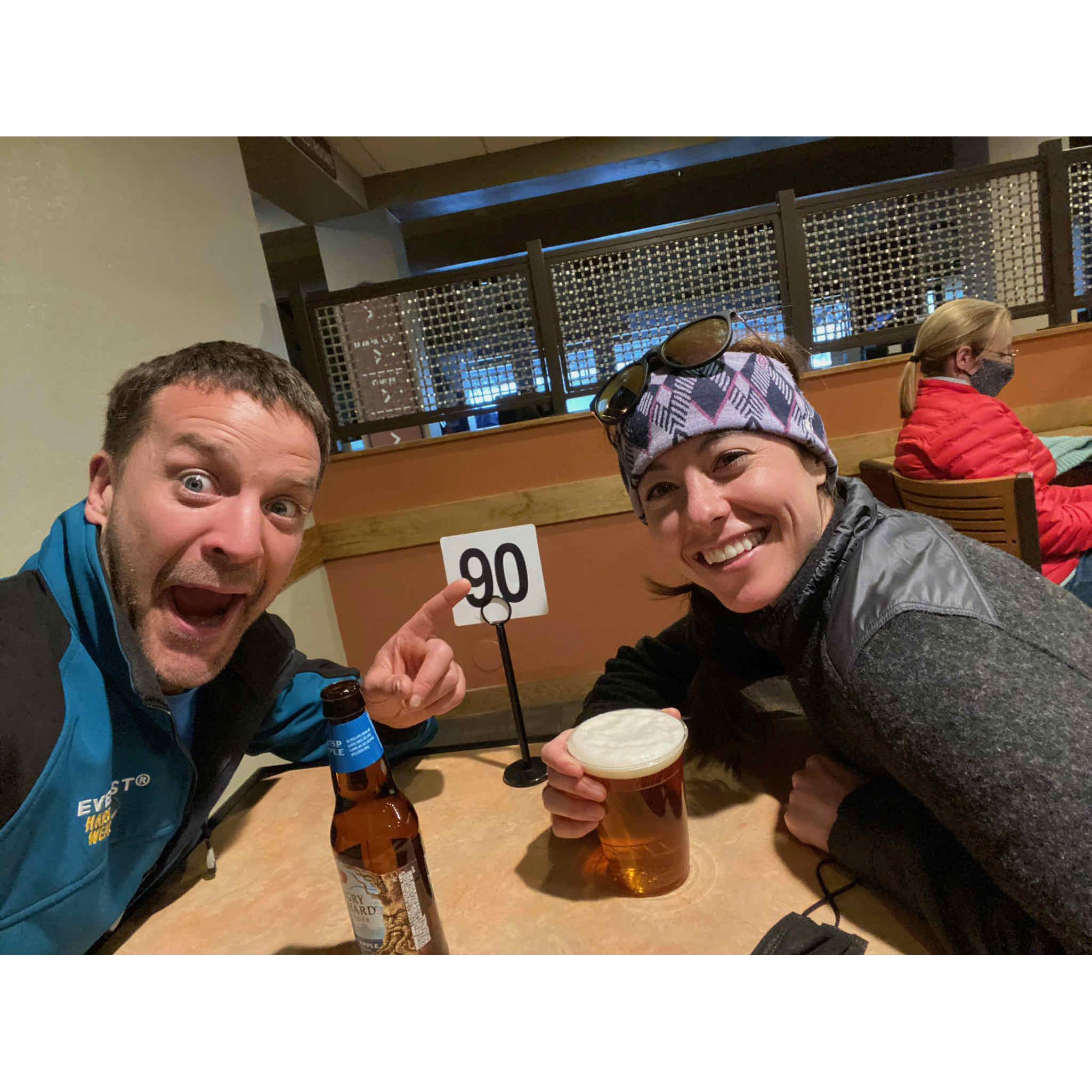 Our first "date" having a drink almost 1 year after dating... thanks COVID!