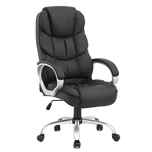 Ergonomic Office Chair Desk Chair Computer Chair with Lumbar Support Arms Executive Rolling Swivel PU Leather Task Chair for Women Adults, Black