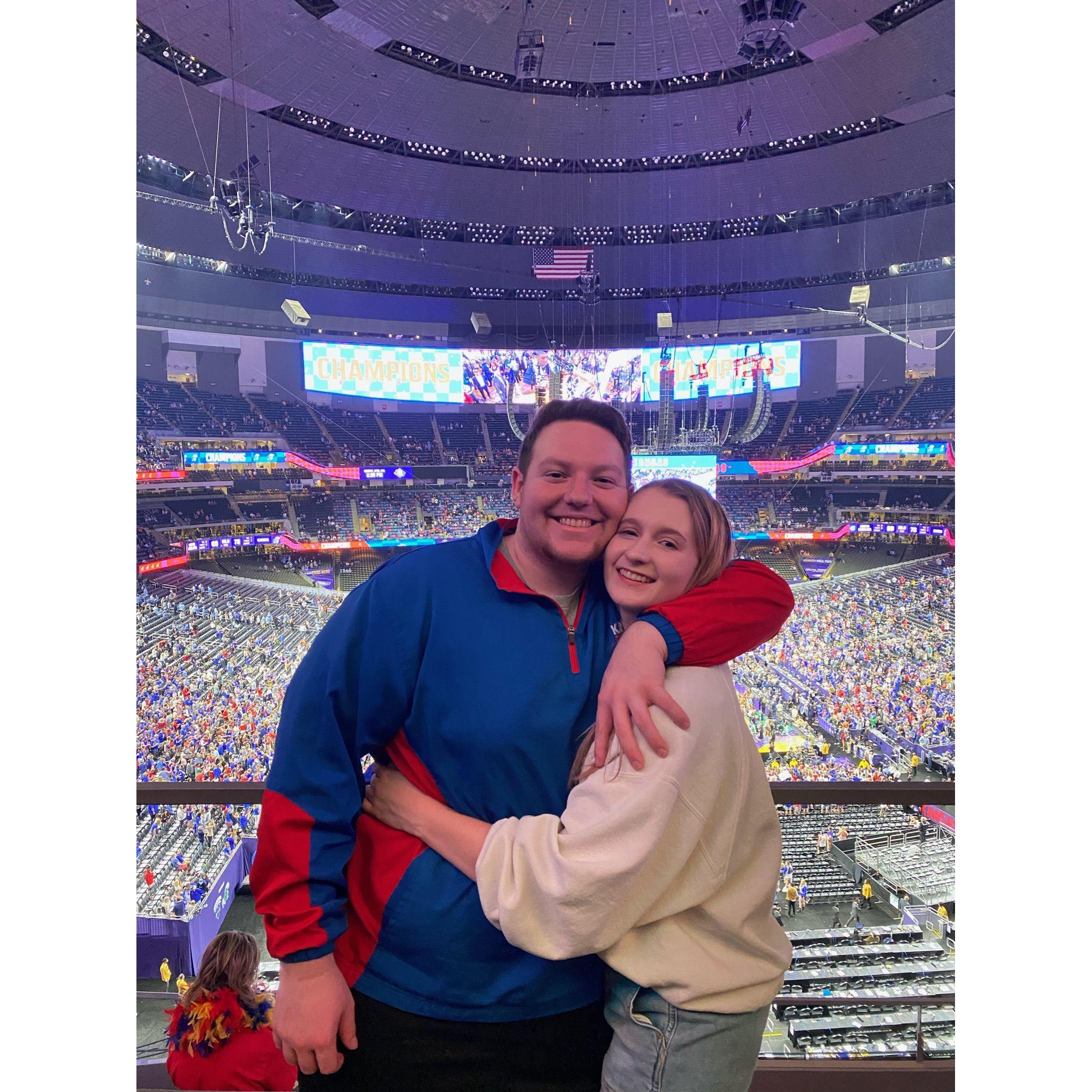 Kaylee and Tyler in New Orleans at the National Championship game. Rock Chalk!