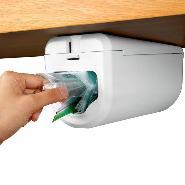 ELYPRO Dispenser for Ziplock Bags size Quart, Sandwich, and Snack Bags | Under-Cabinet or Shelf Mount | Easy Front-Access Bag Dispensing | Kitchen Organization and Storage Solution