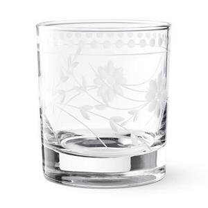 Vintage Etched Double Old-Fashioned Glasses, Set of 4