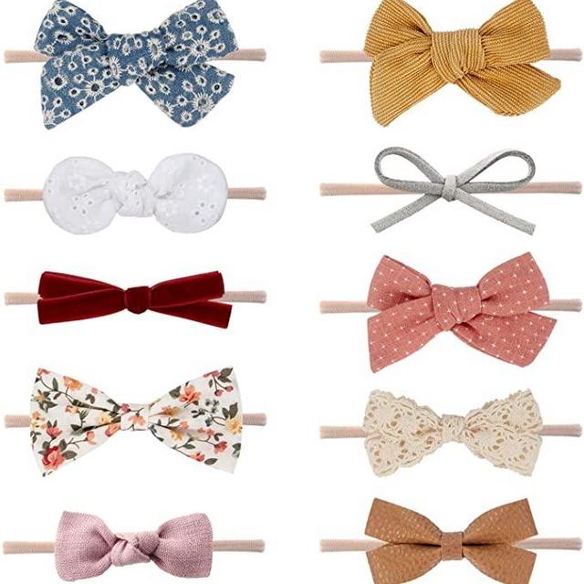 Baby Girl Headbands and Bows, Newborn Infant Toddler Nylon Hairbands Hair Accessories by LittleJoJo