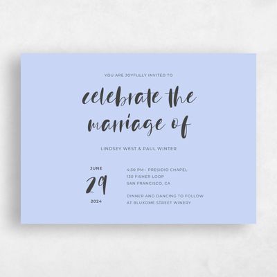Periwinkle, Blue Wedding Invitation - Lyons Landscape