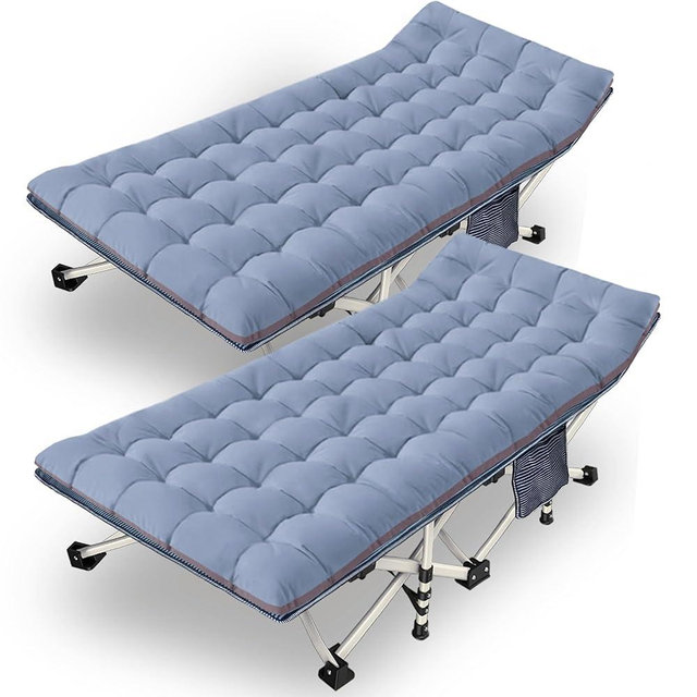 2 Pack 79" L x 32" W x 18" H Oversize XXL Camping Cot with Comfortable Mattress for Adults Extra Wide Cots for Sleeping Heavy Duty Folding Cot Camping Bed with Carry Bag for Home Office Outdoor