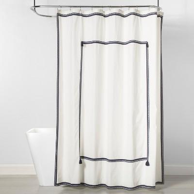 Frame Border Shower Curtain Navy/White - Threshold&#8482;
