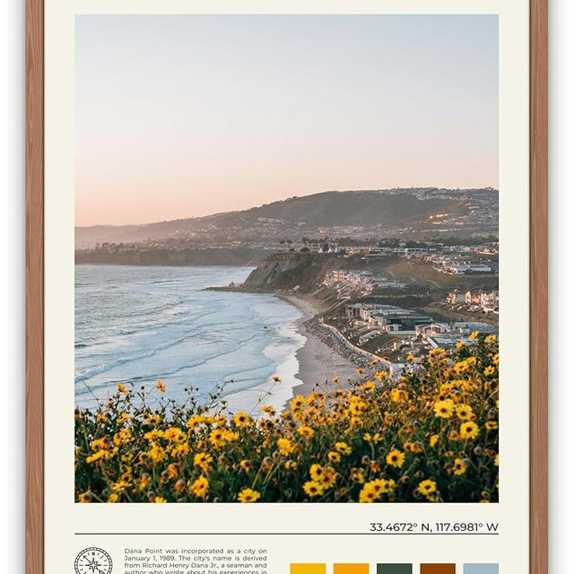 StudioUBILA Dana Point Wall Art Poster, Decorative Cityscape Landscape Art Prints, Home Decor Wall Art Print for Bedroom Living Room Kitchen Decorations, Unframed
