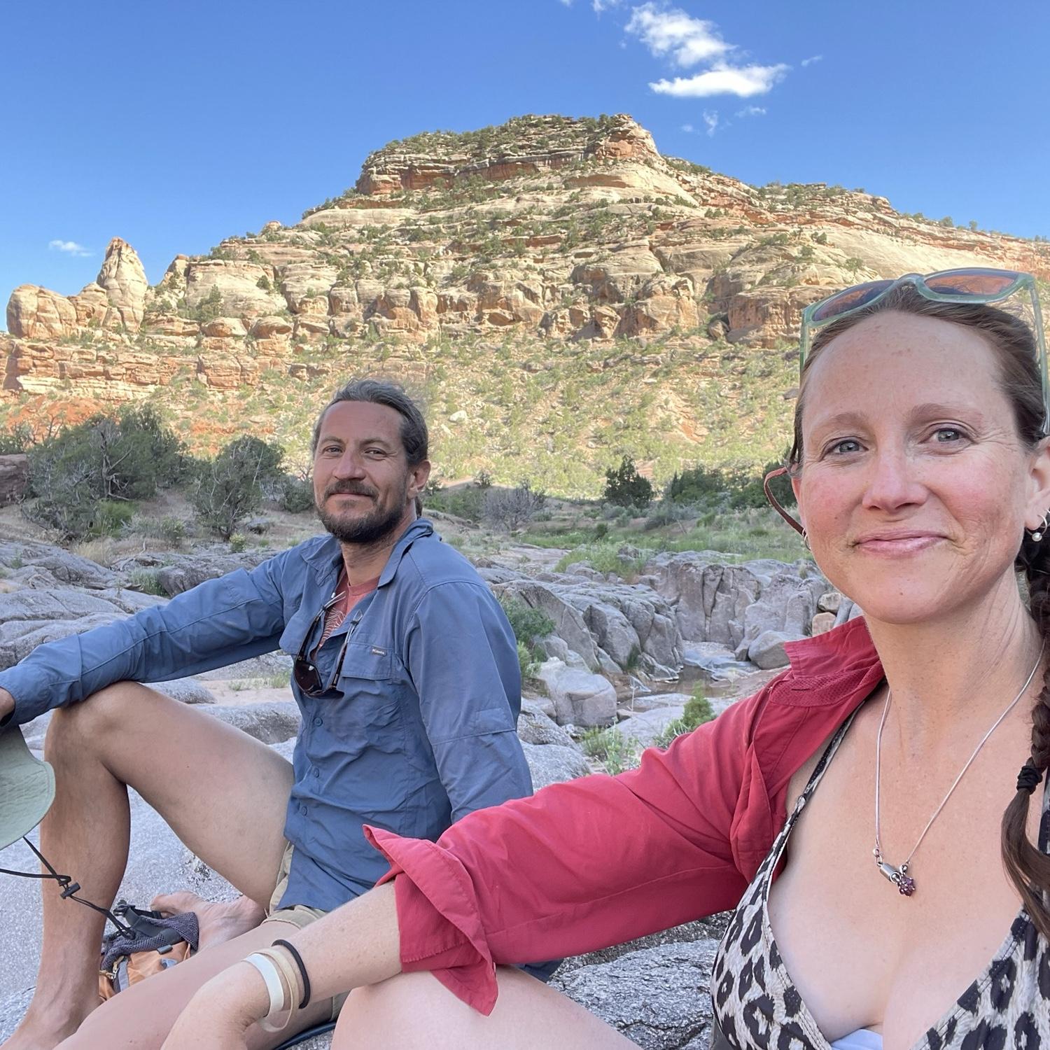 Pregnant rafting down Ruby Horsethief Canyon.