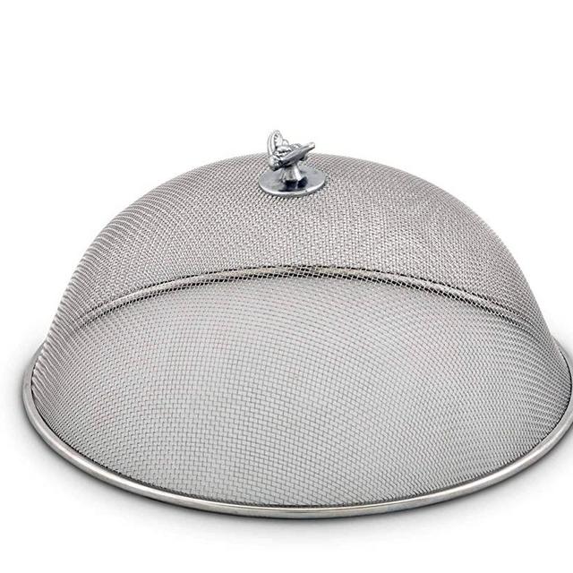 Arthur Court Stainless Steel Mesh Picnic Food Cover Protectors for Bugs, Parties Picnics, BBQs/Cast Aluminum Bee Knob 5" Tall x 10.5" Diameter