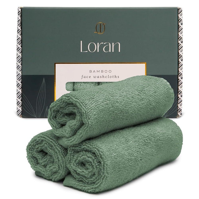 Sage Green Washcloths Set of 6 Soft Facial Cloths 10” x 10” 100% Viscose Derived from Bamboo Spa-Like Feel Silky Face Cloth for Skin Cleansing