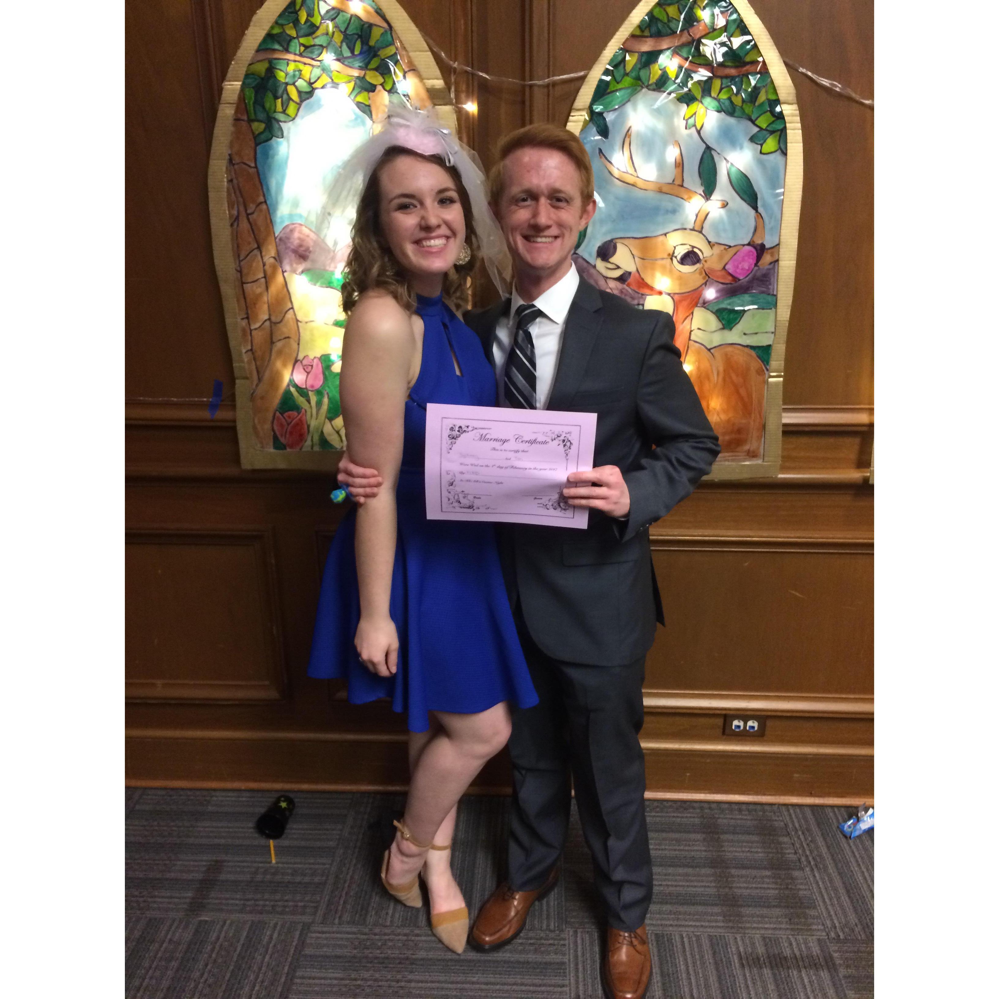 Our "first wedding" at Berry College's Casino Night