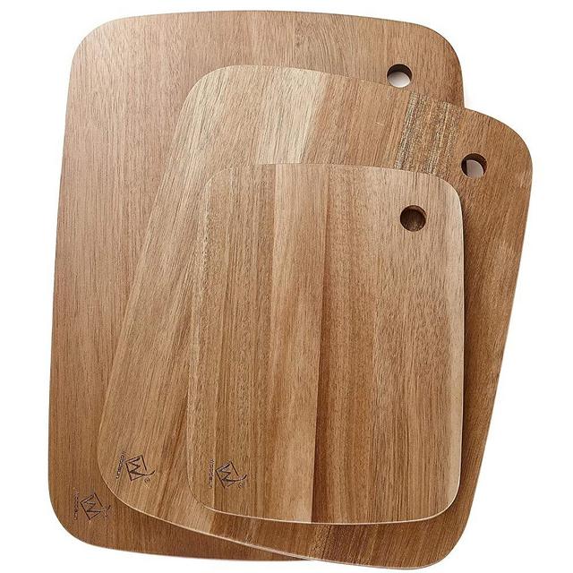 WWOODSUN Natural Wood Cutting Board Set Acacia Wooden Chopping board 3 Pieces Different Cutting Board for Kitchen Meat Fruit Vegetables Fish Pizza