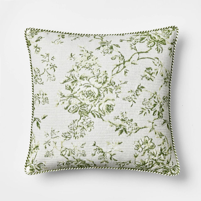 Oversized Square Floral Jacquard Pillow Green - Threshold™ designed with Studio McGee