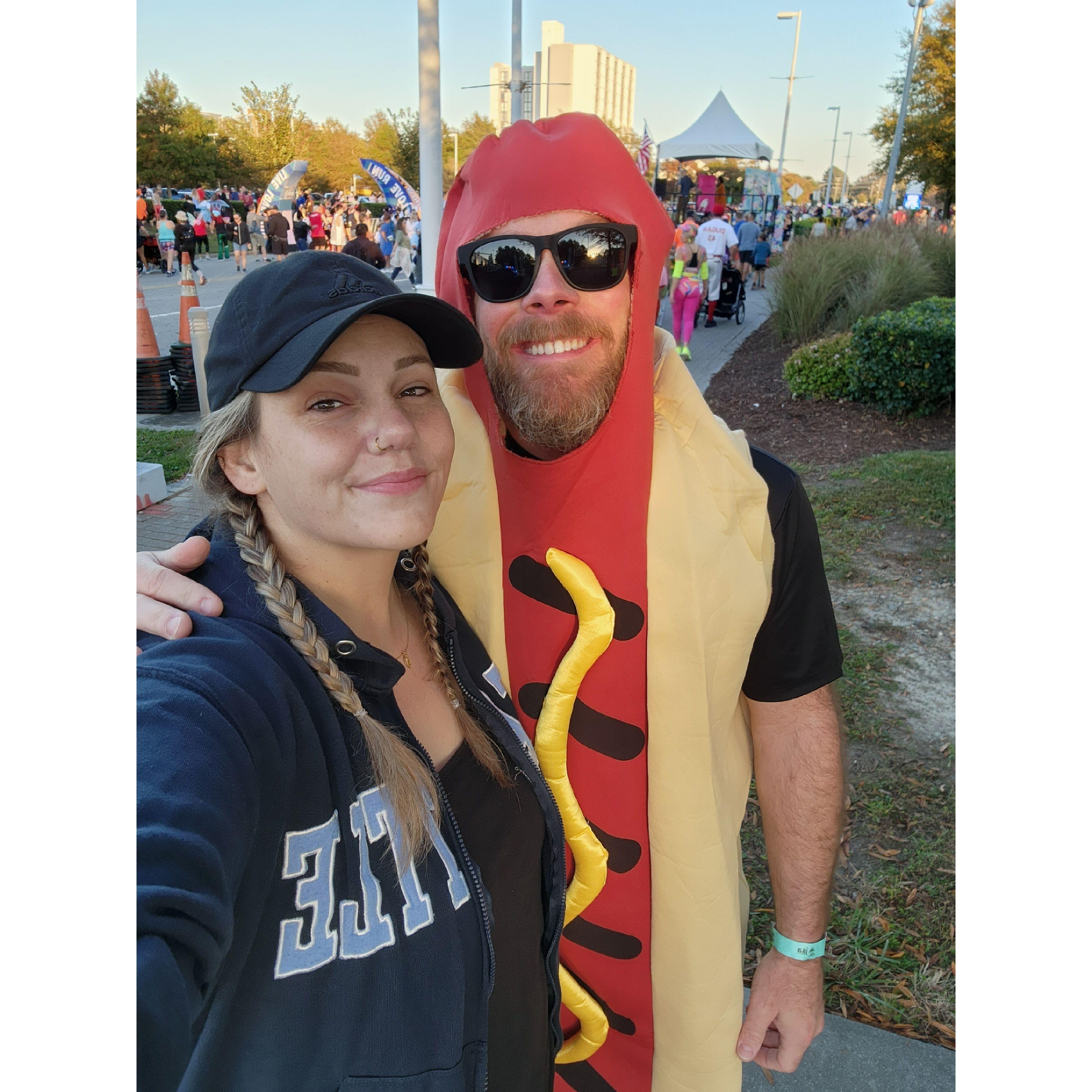 Ryan running a 5k in a hot dog suit... just because LOL