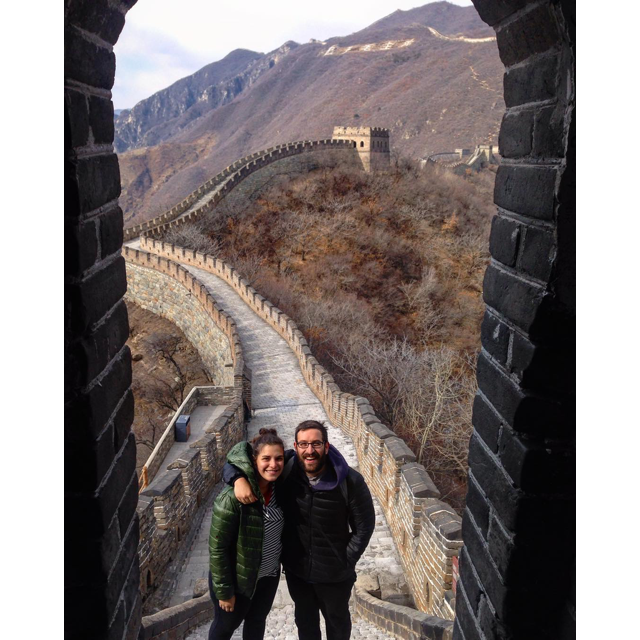 Walking along the Great Wall of China