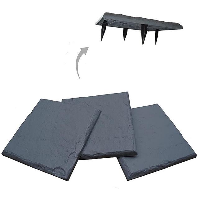 Gardien 15.5” Slate Grey Polyresin Stepping Stones – Now with Larger/Wider 4.25” Ground Stakes - Decorative Pavers for Outdoor Walkway, Garden Pathway, Lawn, Yard, or Home Walking Path (16)