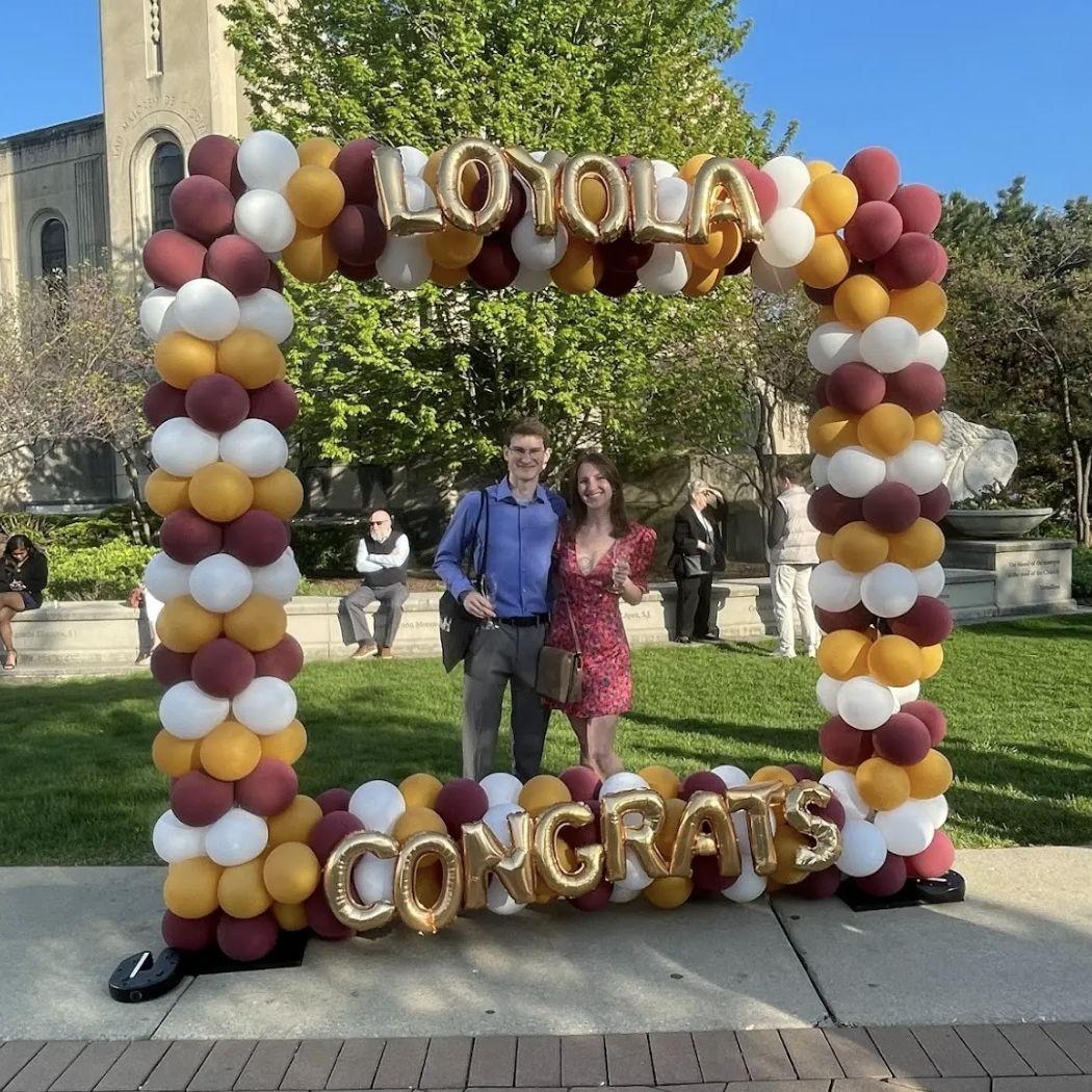 We're Bianca and Ethan! We met during our sophomore year at Loyola University Chicago when we happened to sit together during a group outing to a White Sox game.