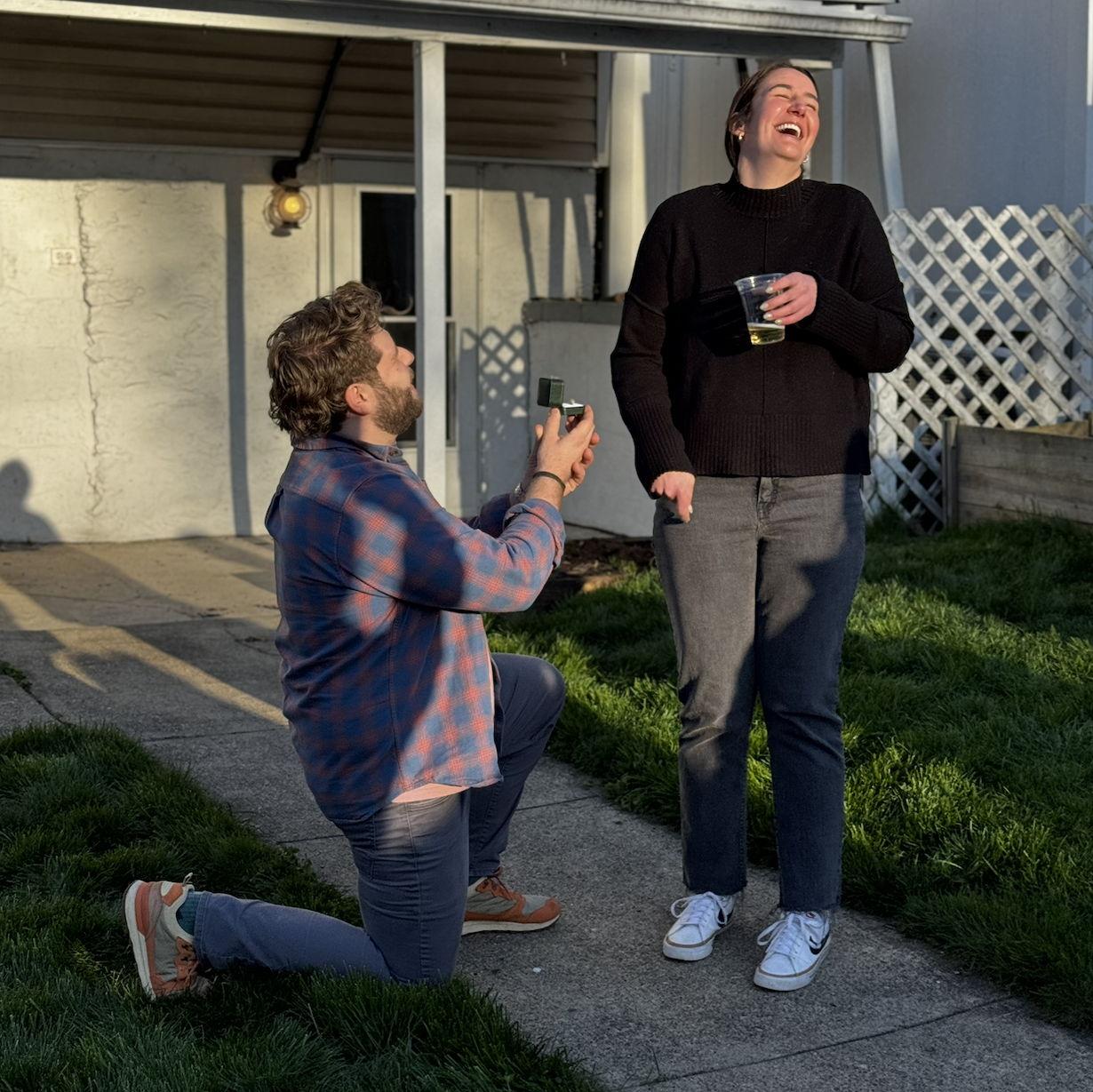 On the evening of April 16th 2025, we got engaged in our new backyard!
