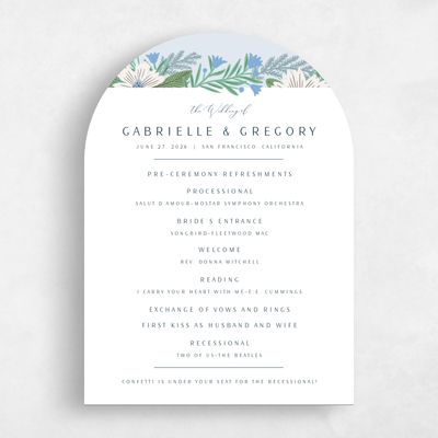 Blue Arch Wedding Program - Camrose