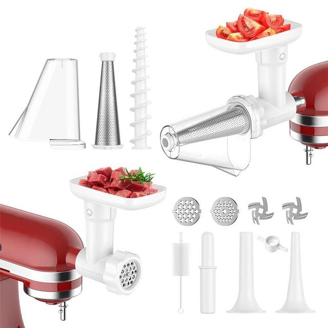 Cofun Meat Grinder for KitchenAid Mixer, Meat Grinder Sausage Stuffer Attachment with Fruit & Vegetable Strainer Set, Tomato Sauce Maker Machine, Kitchen Aid Mixers Accessories(White)