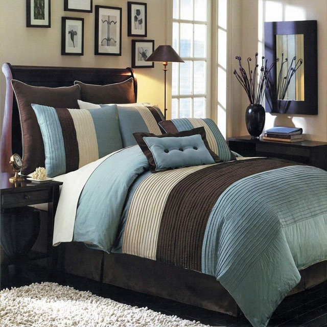 Royal Hotel Bedding Hudson Teal Blue Olympic Queen Size Luxury 12 Piece Comforter Set Includes Comforter, Bed Skirt, Pillow Shams, Decorative Pillows, Flat Sheet, Fitted Sheet, Standard Pillowcases.