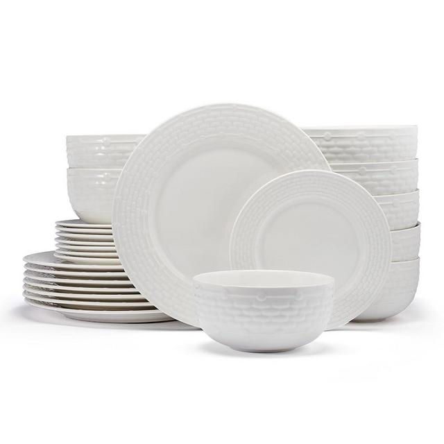 Pfaltzgraff Sonya White 24 Piece Plate Bowl Dinnerware Set, Service for 8