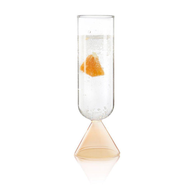 Venice Flute, Clear and Peach, Set of 2