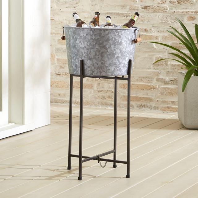 Galvanized Beverage Tub with Black Stand