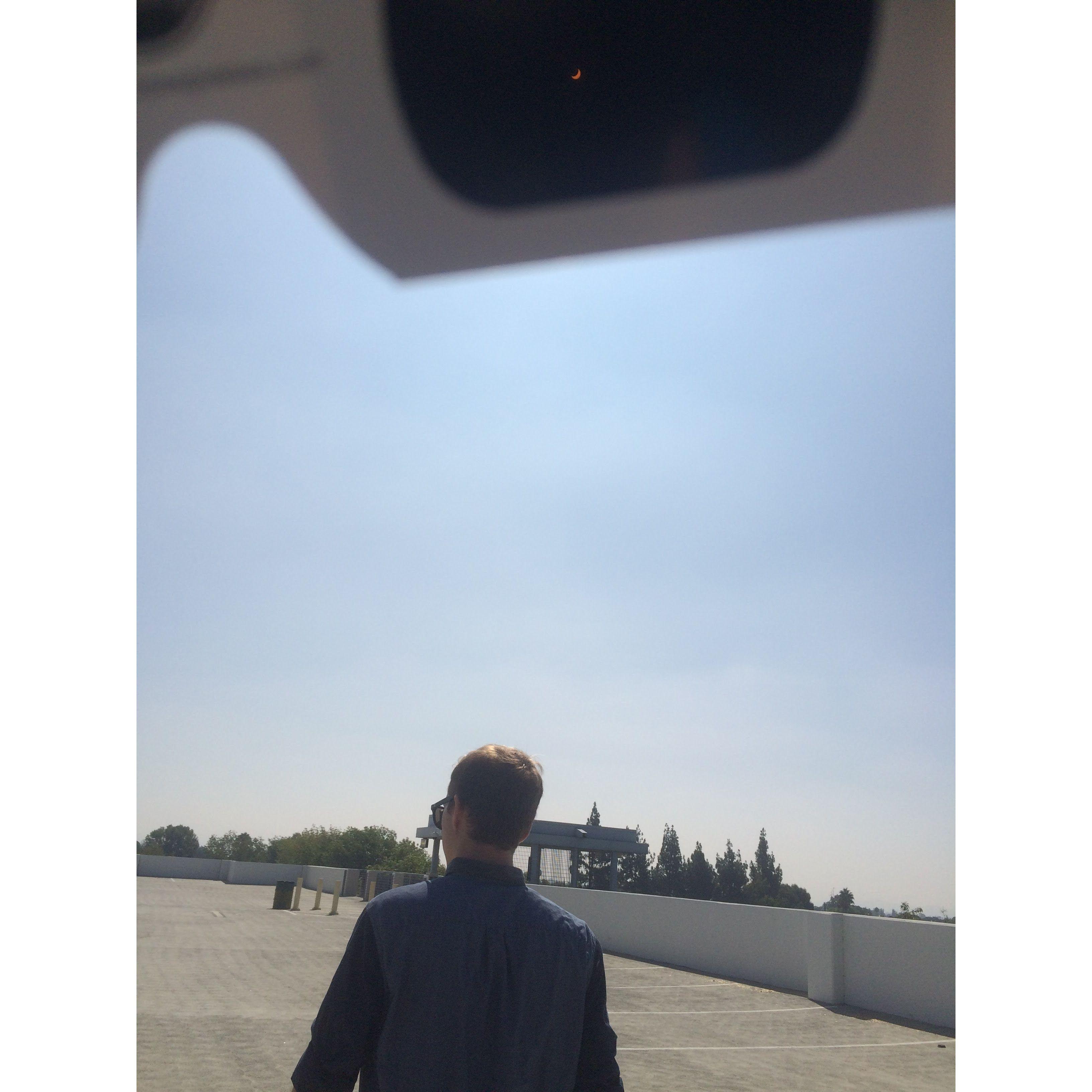 August 2017: Partial solar eclipse; we're really into astronomical events and spent many a night walk getting to know each other and stargazing :)