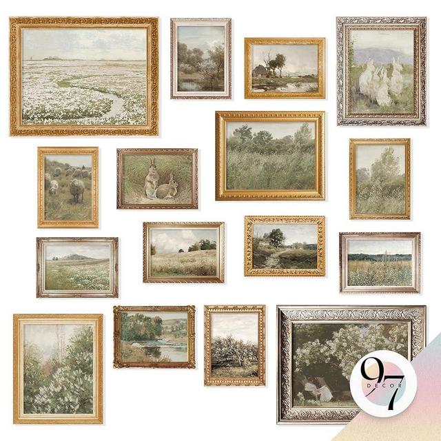 97 Decor Large 11x14 French Country Wall Art Decor - Vintage Wall Art Prints, Farmhouse Wall Decor Vintage Botanical Print, Nature Poster Landscape Painting Spring Pictures For Bedroom (Unframed)