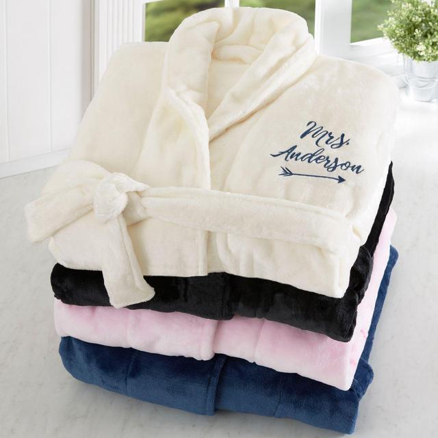 Mrs. Embroidered Luxury Fleece Robe