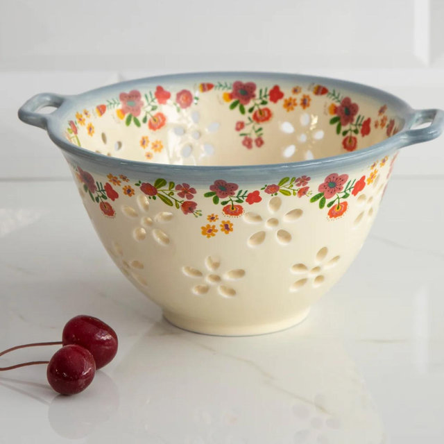 Ceramic Berry Colander - Cream Floral