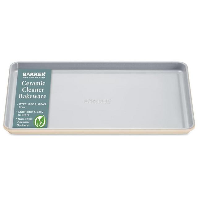 Bakken Ceramic Baking Sheet Non Stick - 10x15.5 Aluminum Cookie Sheets, Non-Toxic Baking Sheet Set, Easy Clean Non-Stick Cookie Sheets for Baking Cookies and More - Cream