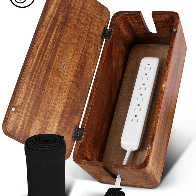 Wood Cable Management Box perfect Cord Hider / Organizer for Home, game room, Tech, Hospitals, Hotels