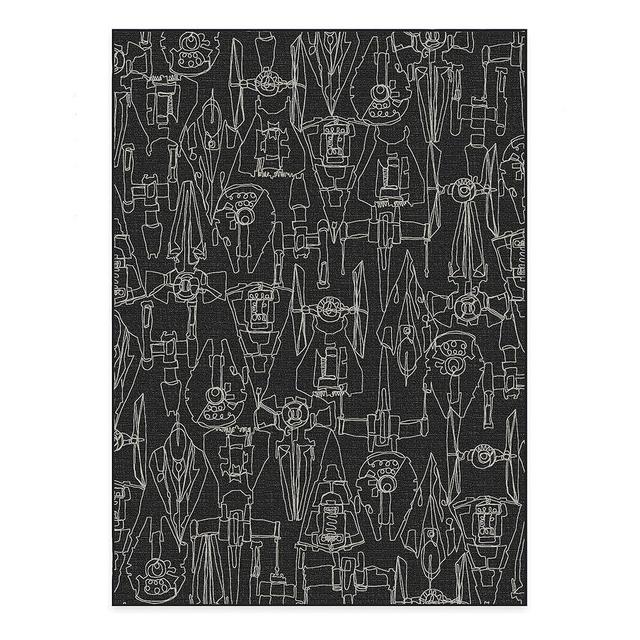 RUGGABLE Star Wars Washable Rug - Stain & Water Resistant Area Rug for Living Room, Bedroom, Kitchen & Dorm Room - Non-Slip, Durable, Child & Pet Friendly, Armada Black 5'x7' (Standard Pad)