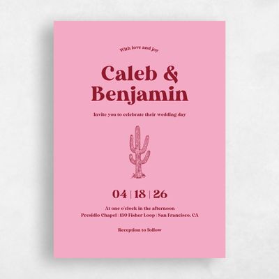 Flamingo, Pink Wedding Invitation - Avondale Classic
