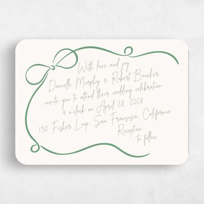 Green Rounded Wedding Invitation - Cosette Landscape
