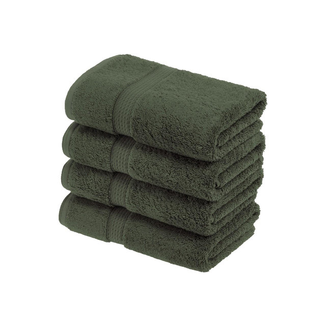 Solid Luxury Premium Cotton 900 GSM Highly Absorbent 4 Piece Hand Towel Set, Forest Green by Blue Nile Mills