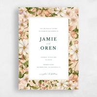 Beige Wedding Invitation - Foxglove Portrait