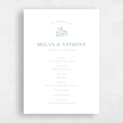 Dusty Blue Wedding Program - Bellisi