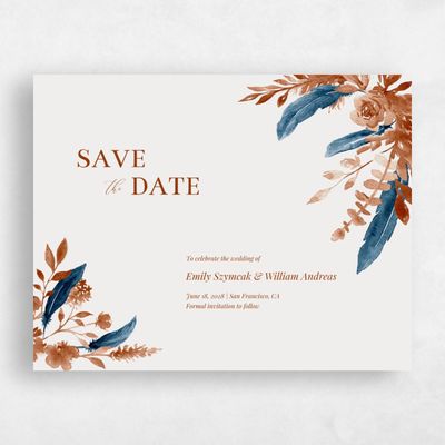 Rust, Orange Wedding Save the Date - Bethany Bloom
