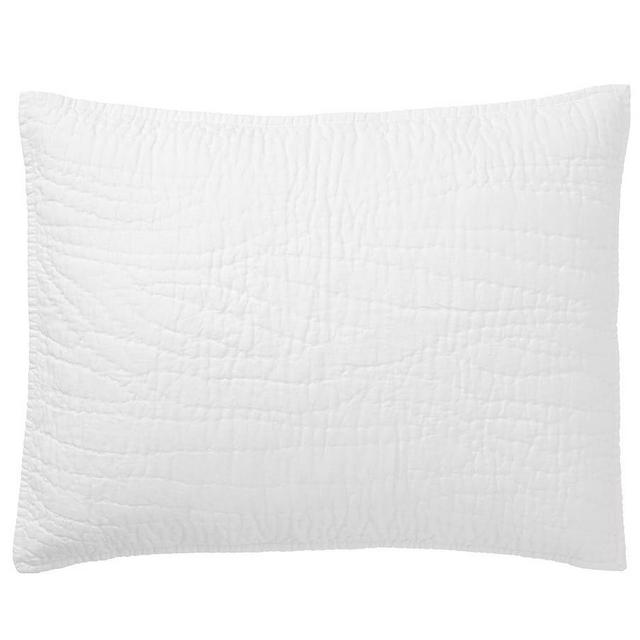 White Belgian Flax Linen Hand Stitched Standard Shams, Set of 2