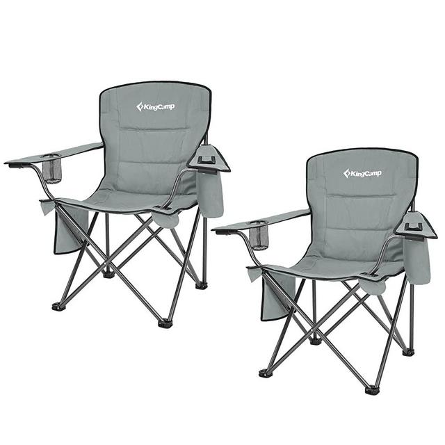KingCamp Oversized Folding Camping Chair for Adults Portable Outdoor Lawn Chair Heavy Duty with Cooler, Cup Holder, Side Pocket, Carry Bag, Support 300lbs